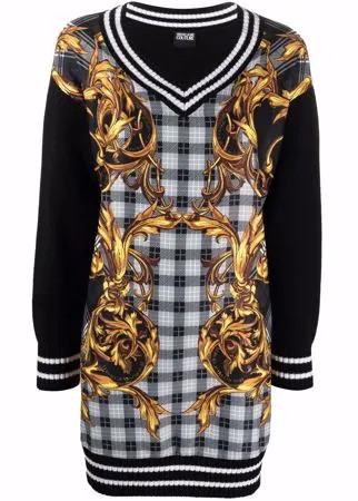 Versace Jeans Couture платье-свитер в клетку с узором Baroque