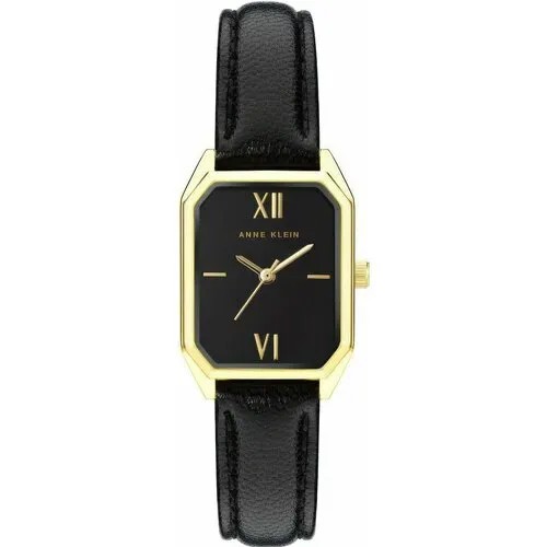 Наручные часы ANNE KLEIN Leather 3874BKBK, черный, желтый