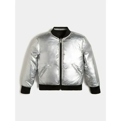 Куртка GUESS, размер 8, серебряный, черный