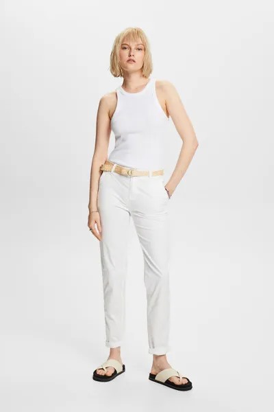 Базовые брюки-чиносы с плетеным поясом Esprit, белый