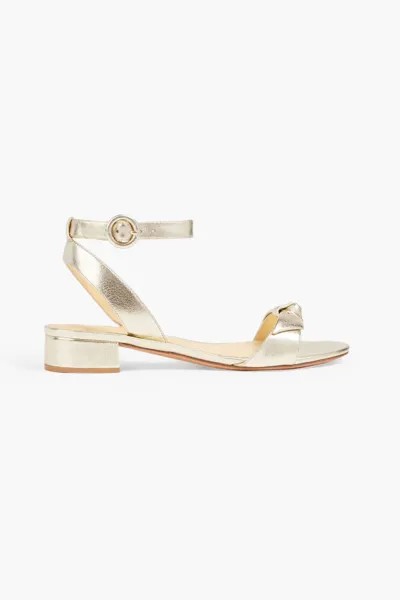 Босоножки Clarita 30 из кожи металлизированного цвета с бантом Alexandre Birman, платина