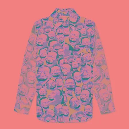 Мужская рубашка Comme des Garcons SHIRT x Yue Minjun All Over Print, цвет розовый, размер M