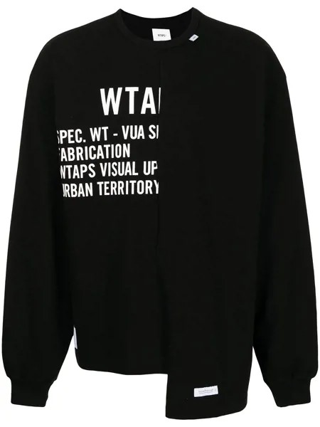 WTAPS футболка асимметричного кроя с принтом