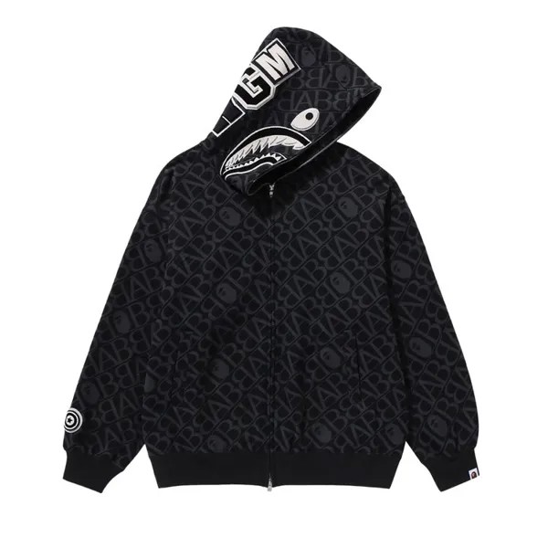 Худи BAPE Sport Monogram Shark Hoodie, черный