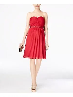 ADRIANNA PAPELL Женское красное вечернее платье без рукавов выше колена + расклешенное торжественное платье 10