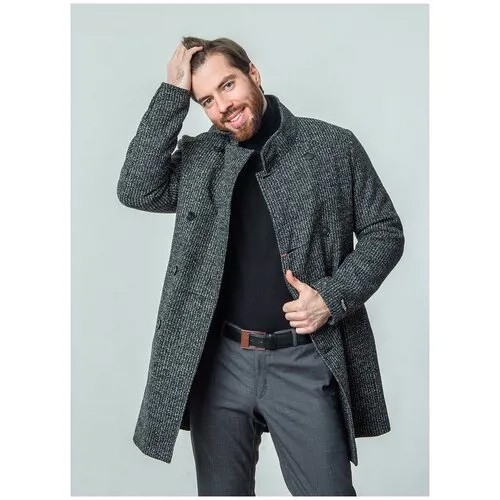 Пальто мужское 32, каляев, размер 56, черный