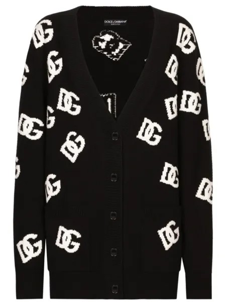 Dolce & Gabbana кардиган с вышитым логотипом, черный