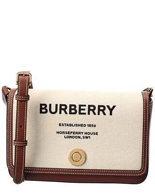 Burberry Женская сумка через плечо из холста и кожи с принтом Horseferry, коричневая