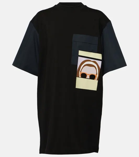 Мини-платье-футболка из хлопкового джерси с принтом Plan C, черный