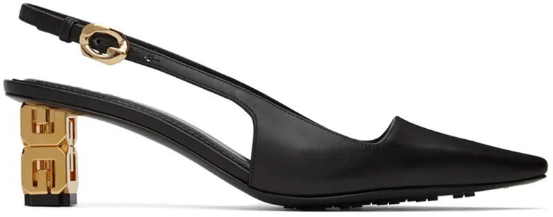 Черные туфли на каблуке с ремешком на пятке G Cube Givenchy