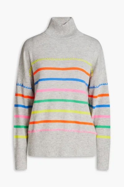 Кашемировый свитер с воротником в меланжевую полоску Autumn Cashmere, серый