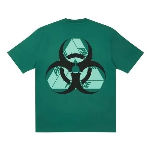 Футболка PALACE BIO HAZARD T-SHIRT GREEN Triangle Back Pattern Logo Short Sleeve Unisex, зеленый