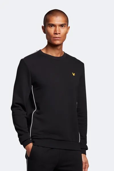 Черный свитшот с круглым вырезом и контрастной окантовкой Lyle & Scott, черный