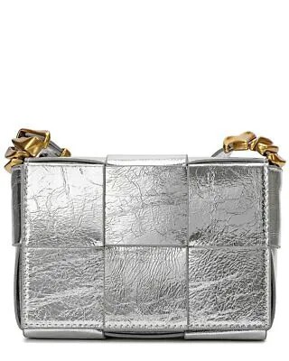 Женская плетеная кожаная сумка через плечо Tiffany - Fred серебристого цвета из металлизированной кожи