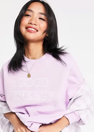 Свитшот сиреневого цвета с принтом Good Energy ASOS DESIGN Petite-Фиолетовый цвет