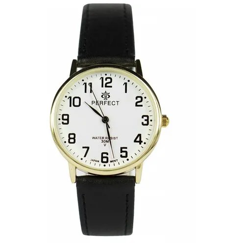 Perfect часы наручные, мужские, кварцевые, на батарейке, кожаный ремень, японский механизм GX017-093-4