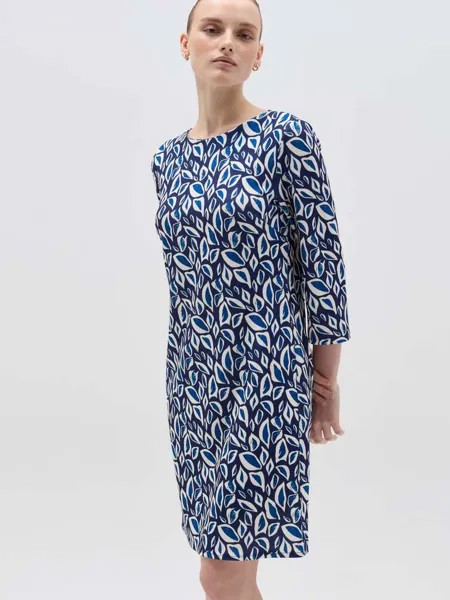 Короткое платье с узором из листьев Hybrid, цвет white/blue