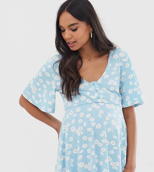 Топ на пуговицах с V-образным вырезом и цветочным принтом ASOS DESIGN Maternity-Мульти