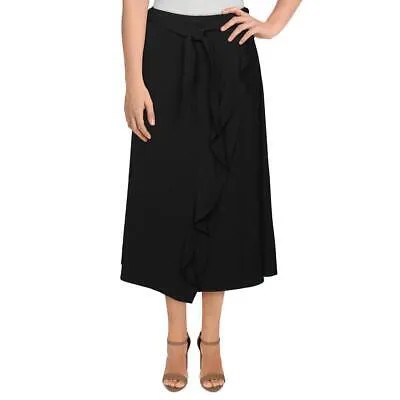 Черная юбка-трапеция миди Calvin Klein Womens с запахом и оборками 8 BHFO 2434