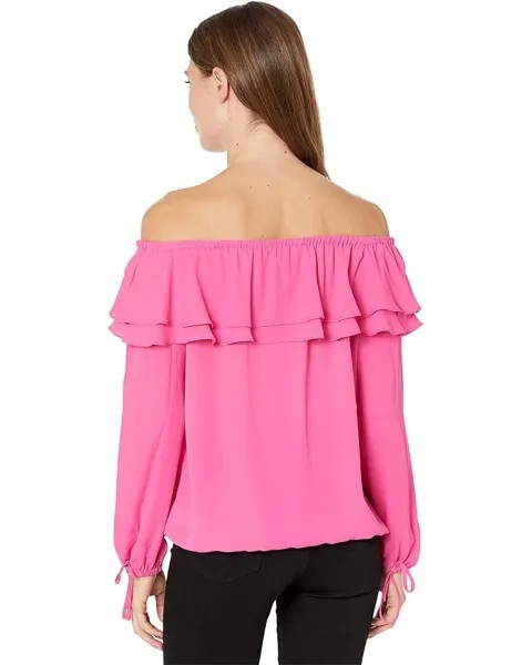 Топ Michael Kors Ruffle Peasant Top, цвет Cerise