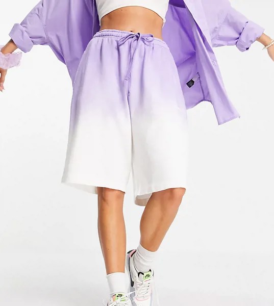 Фиолетовые oversized-шорты от комплекта из двусторонней ткани с эффектом омбре COLLUSION Unisex-Фиолетовый цвет