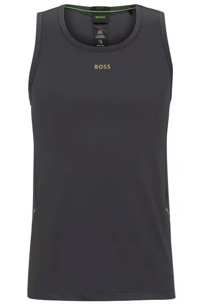 Майка Boss Slim-fit With Decorative Reflective Pattern, темно-серый