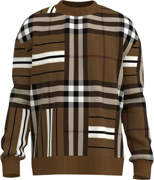 Свитер Burberry Check Jacquard Oversized Sweater 'Dark Birch Brown', коричневый