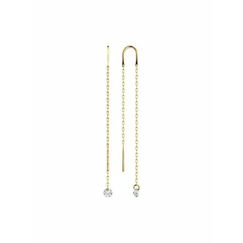Серьги цепочки The Jeweller, красное золото, 375 проба, фианит, золотой