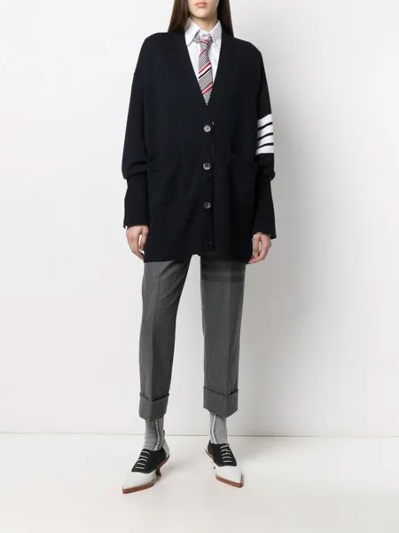 Thom Browne кардиган оверсайз с полосками 4-Bar, синий
