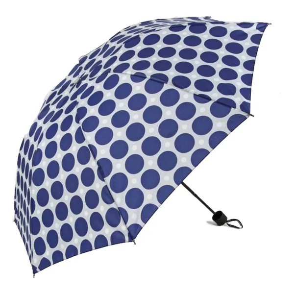 Зонт складной женский механический NoBrand Горох крупный, синий