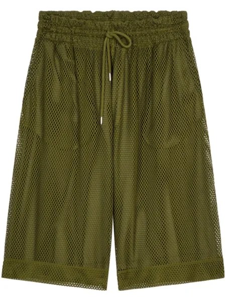 DRIES VAN NOTEN сетчатые шорты-бермуды, зеленый