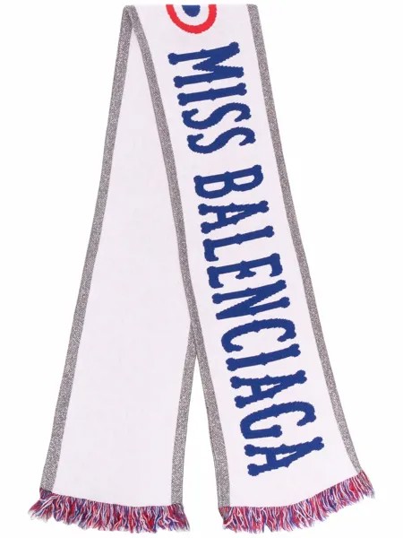 Balenciaga шарф с бахромой и логотипом