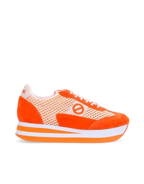 Женские спортивные туфли с двухцветной подошвой и шнуровкой. No Name, апельсин