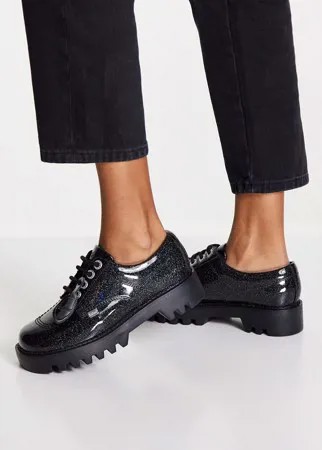 Массивные кожаные ботинки дерби черного цвета на шнуровке Kickers Kizziie-Черный цвет