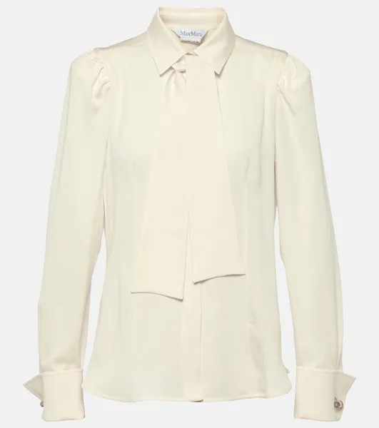 Шелковая блузка paraggi с завязками на воротнике Max Mara, белый