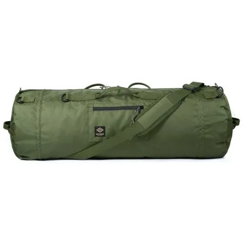 Сумка-баул сумка-рюкзак RHOMBYS, 65 л, 80х30х30 см, плечевой ремень, водонепроницаемая, с увеличением объема, зеленый