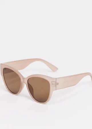 Прямоугольные солнцезащитные очки светло-коричневого цвета в стиле «кошачий глаз» New Look-Коричневый цвет