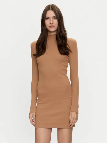 Коричневое трикотажное платье regular fit Brave Soul, бежевый