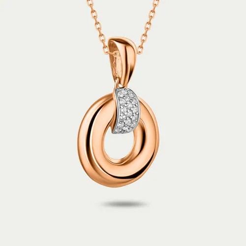 Подвеска GOLD CENTER, красное золото, 585 проба, фианит