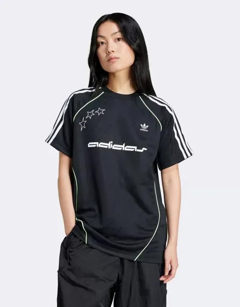 Черный трикотажный топ с короткими рукавами adidas adidas Originals