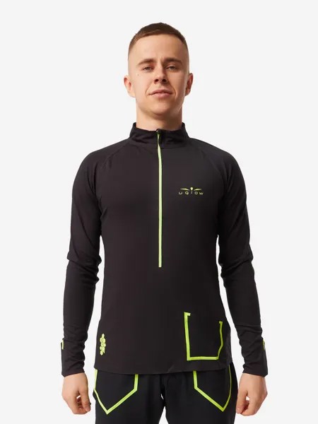 ЛОНГСЛИВ УТЕПЛЕННЫЙ МУЖСКОЙ 3/4 ZIP BRUSH | BLACK YELLOW, Черный