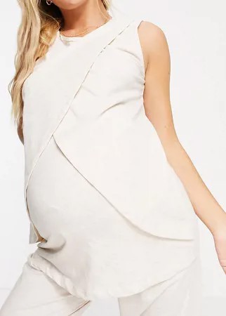 Трикотажная пижамная майка кремового цвета для кормящих матерей ASOS DESIGN Maternity – «Выбирай и комбинируй»-Белый