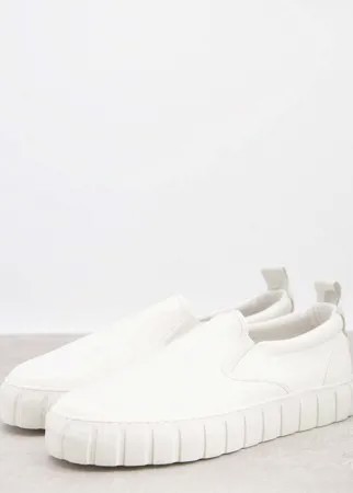 Кеды-слипоны белого цвета с рифленой подошвой ASOS DESIGN-Белый