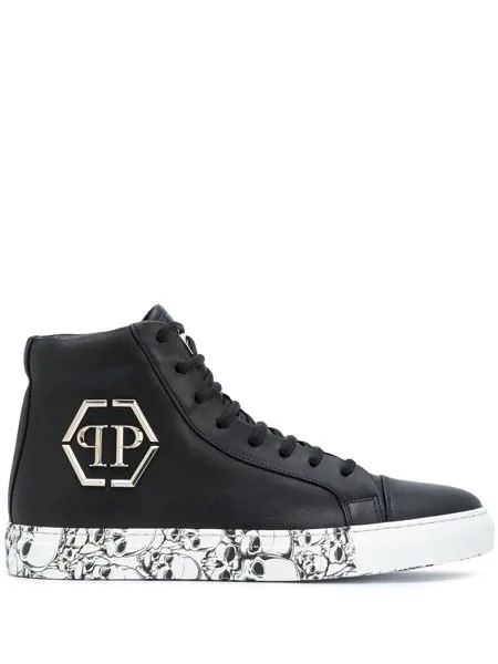 Philipp Plein высокие кеды с принтом