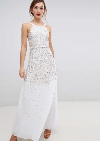 Платье макси с пайетками Frock & Frill-Кремовый