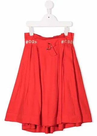 BOSS Kidswear юбка миди с поясом и логотипом
