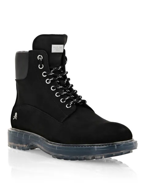 Сапоги из набука на низкой плоской подошве The Hunter Philipp Plein, черный