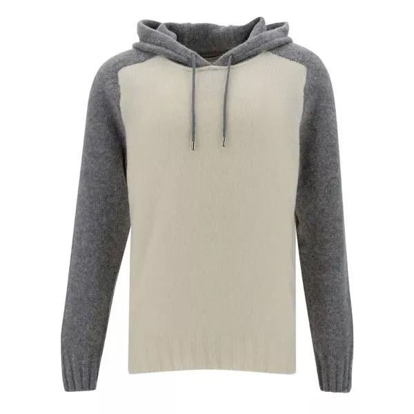 Футболка and grey hooded bi-color sweater in wool ble La Fileria, белый