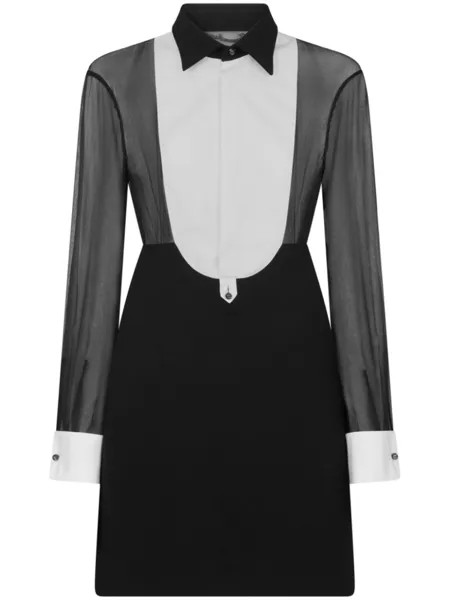 Платье мини с длинными рукавами и прозрачной вставкой Dsquared2, черный