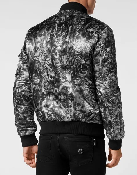 Татуировка Нейлоновый Бомбер Philipp Plein, черный